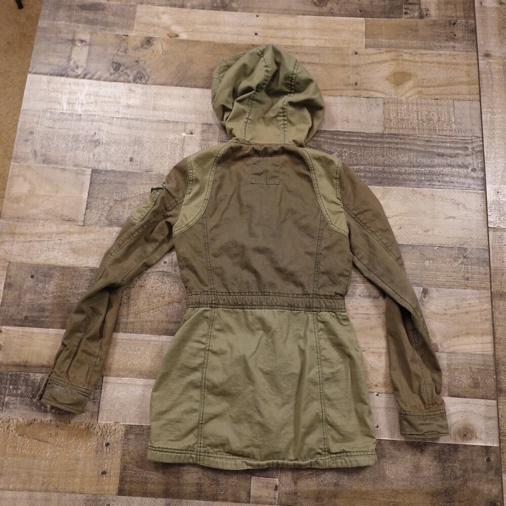 Hollister Jacket Women's extra small Army Green Waist Military Field Chore Coat - Picture 11 of 13